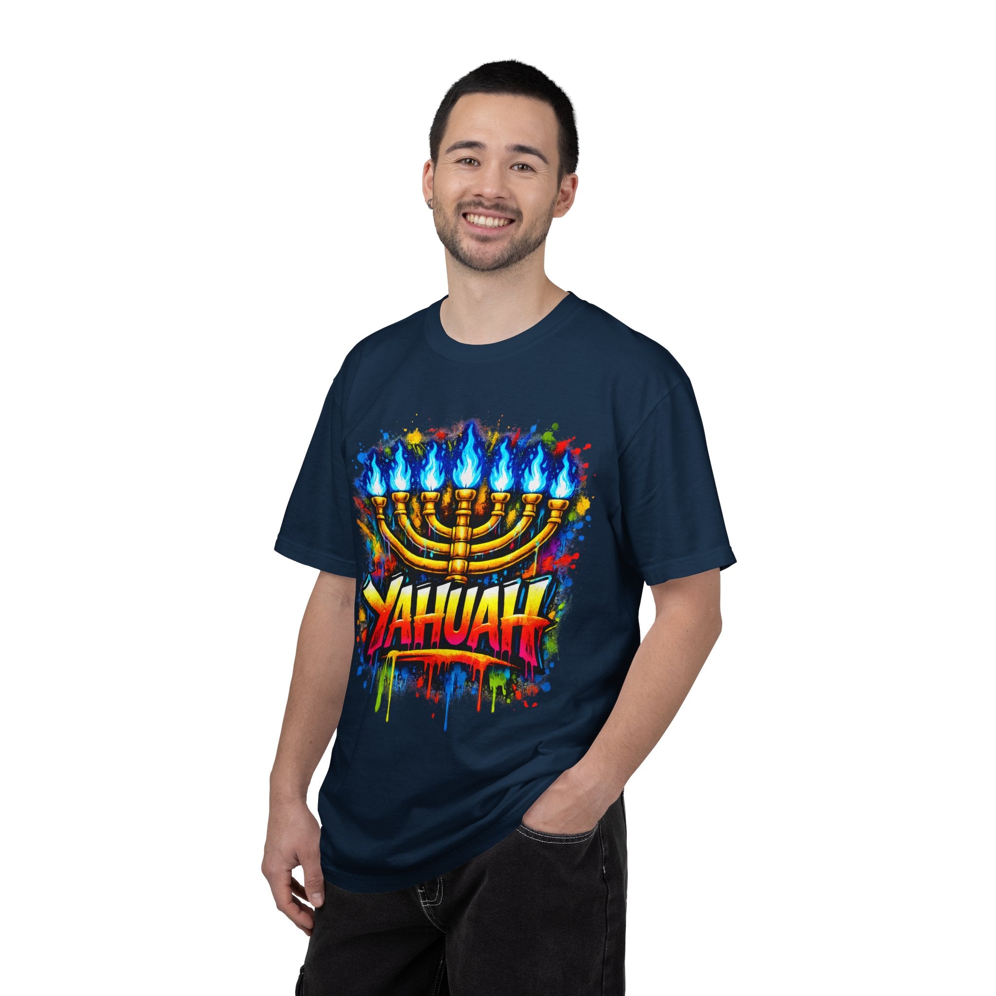 Menorah Graffiti T-Shirt — "YAHUAH" Flame Design