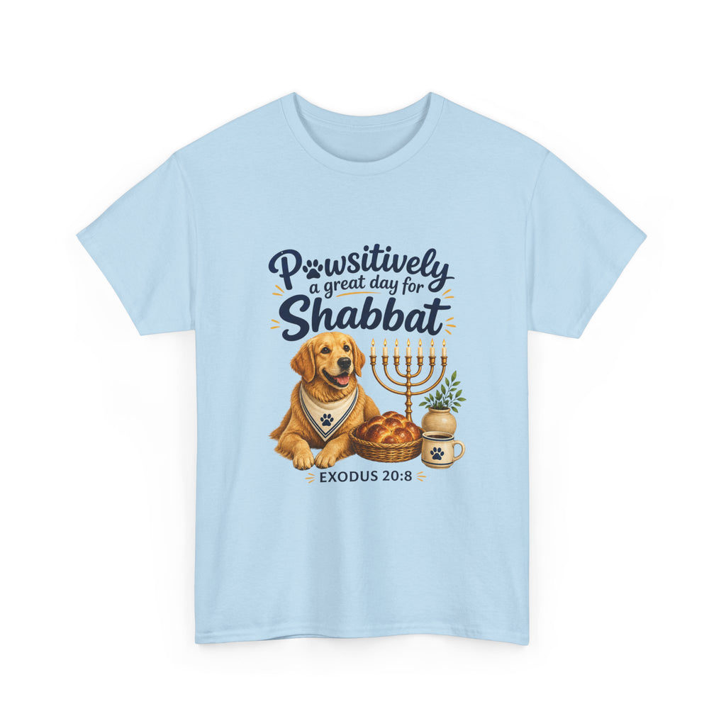 Pawsitively a Great Day for Shabbat Dog Lover Shirt – Exodus 20:8 Faith Tee