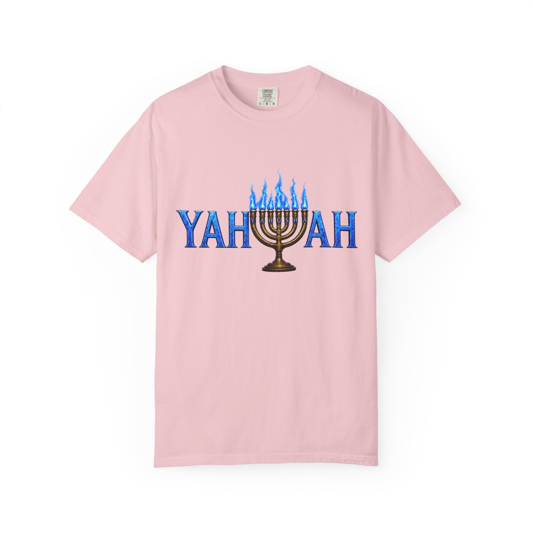 Yahuah Menorah Shirt with Yahusha the son's Name on the Menorah