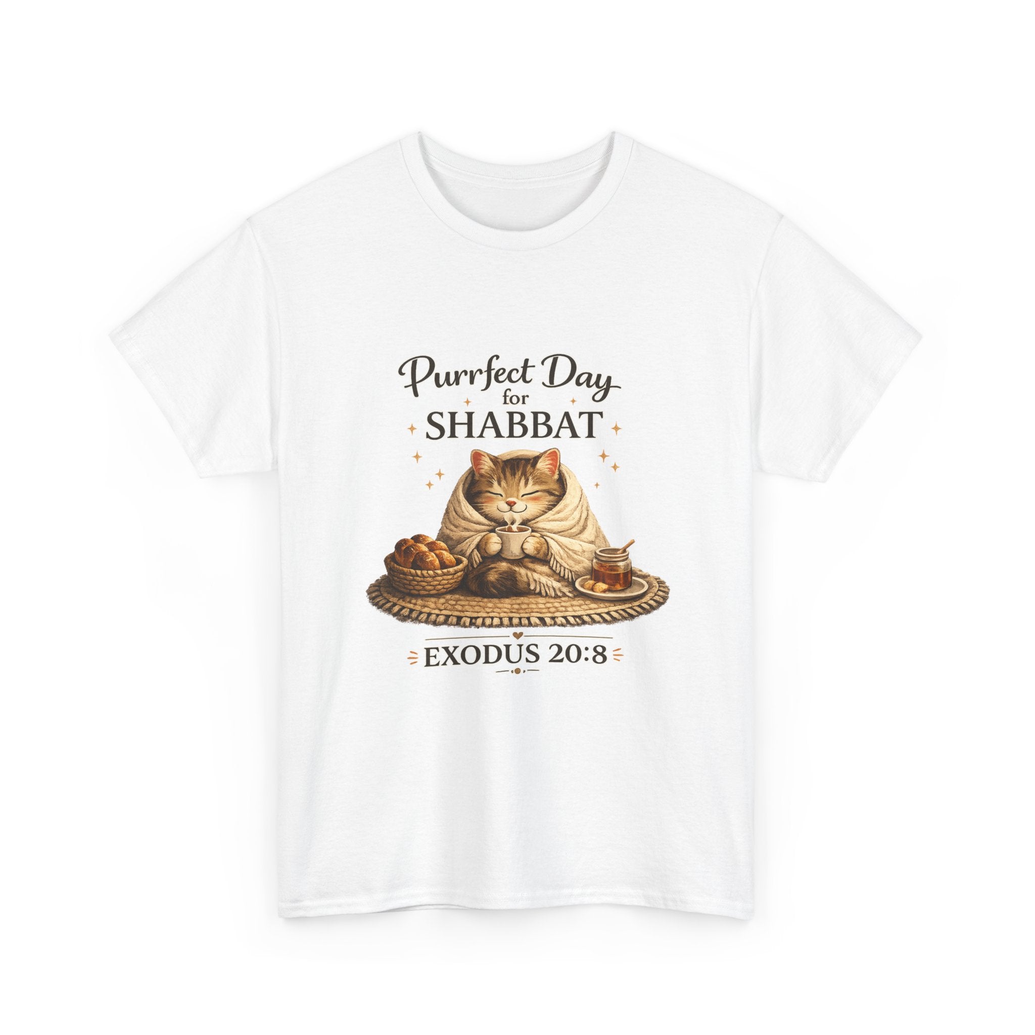 Purrfect Day for Shabbat Cat Lover Tee – Exodus 20:8 Set Apart Shirt