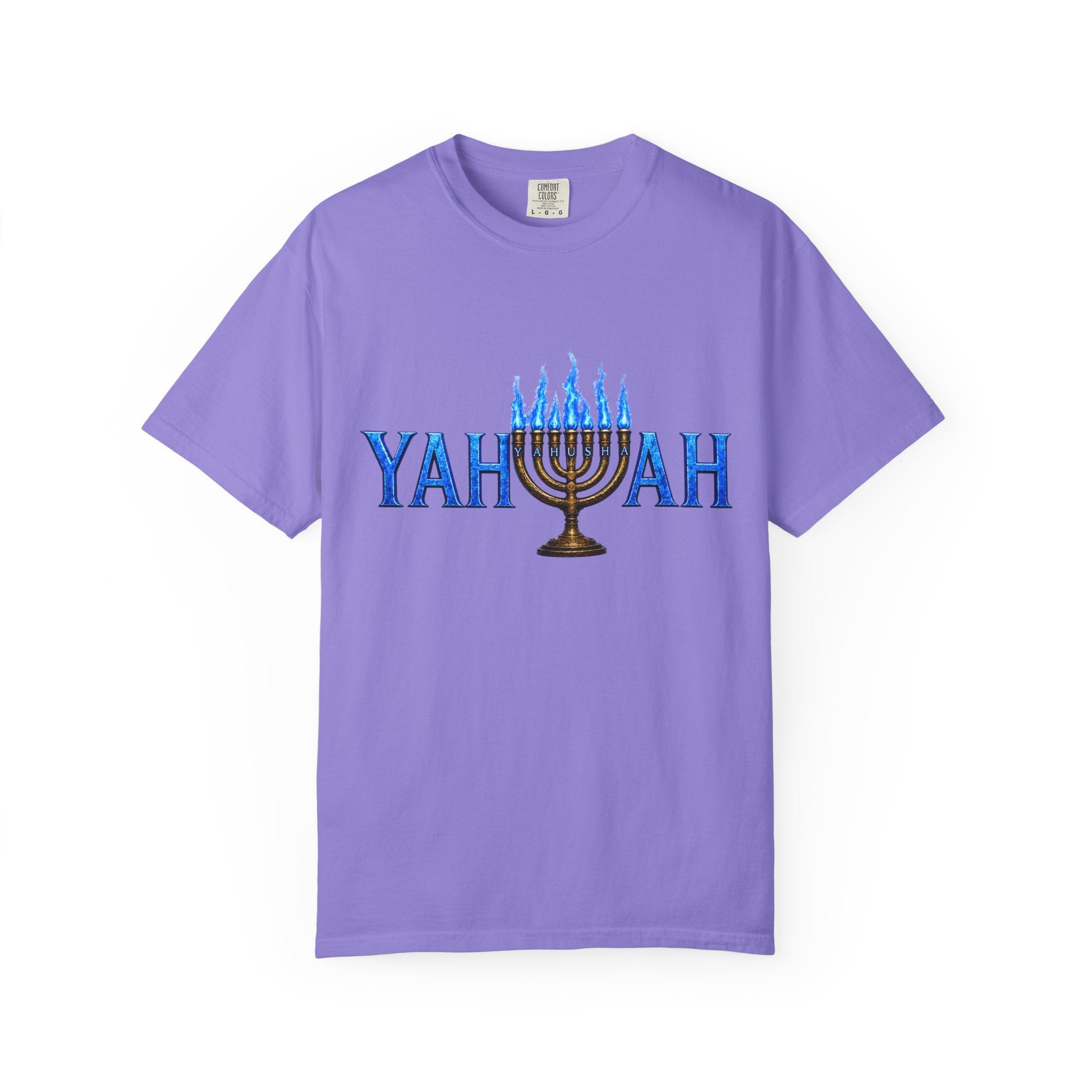 Yahuah Menorah Shirt with Yahusha the son's Name on the Menorah