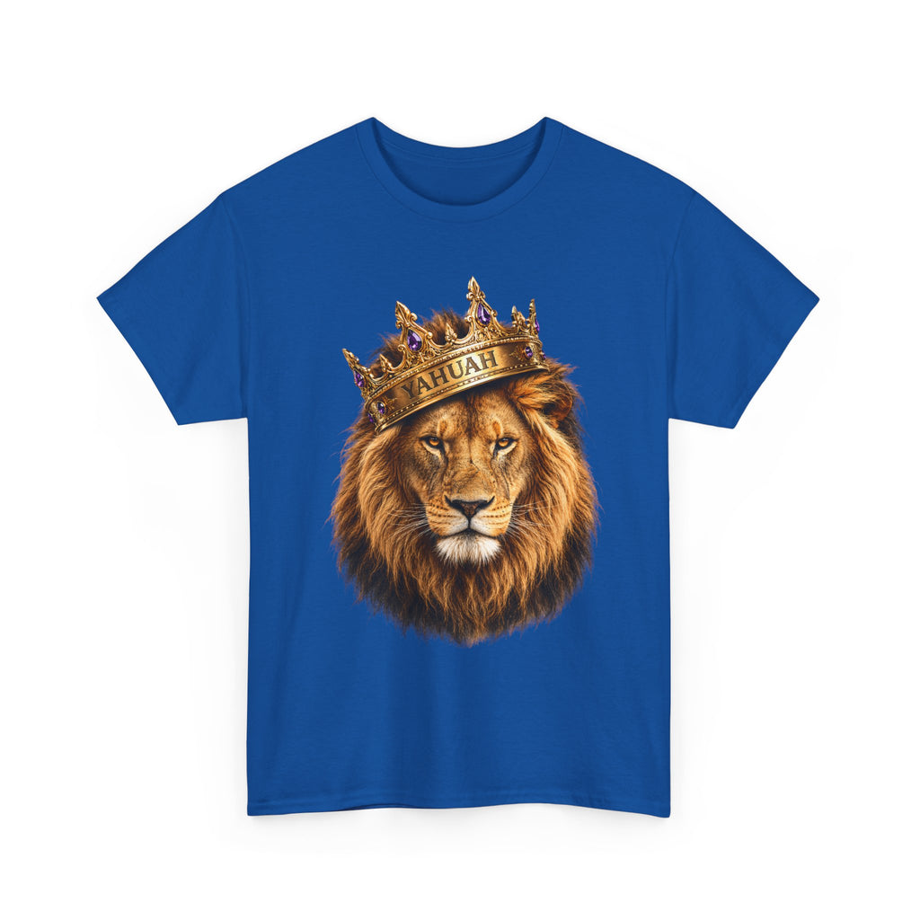 Yahuah Lion Of Yahudah King Crown T-Shirt — Regal Lion Graphic Tee