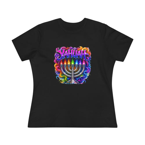 Menorah Rainbow Tee — "Yahuah Colorful Tee