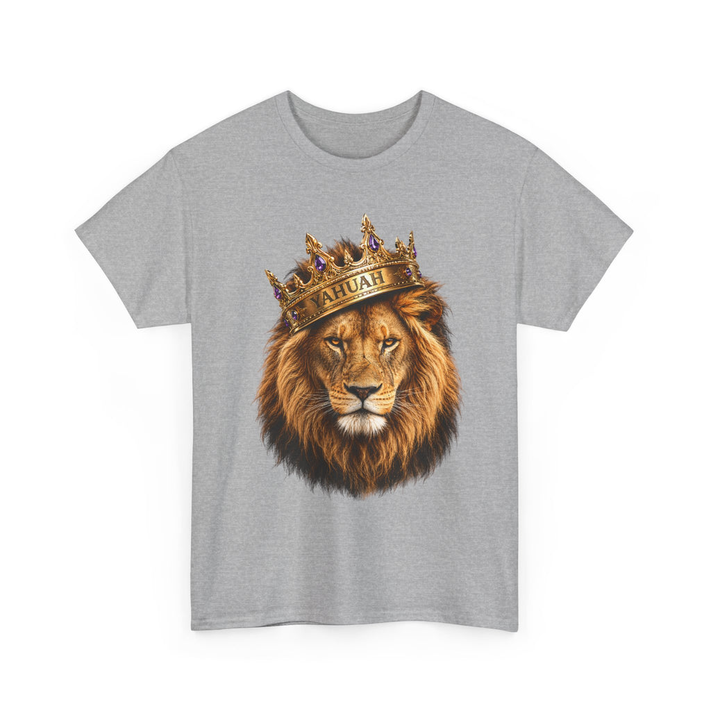 Yahuah Lion Of Yahudah King Crown T-Shirt — Regal Lion Graphic Tee